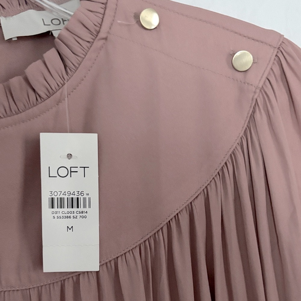LOFT Mauve Blouse with Gold Buttons - Picture 2 of 9